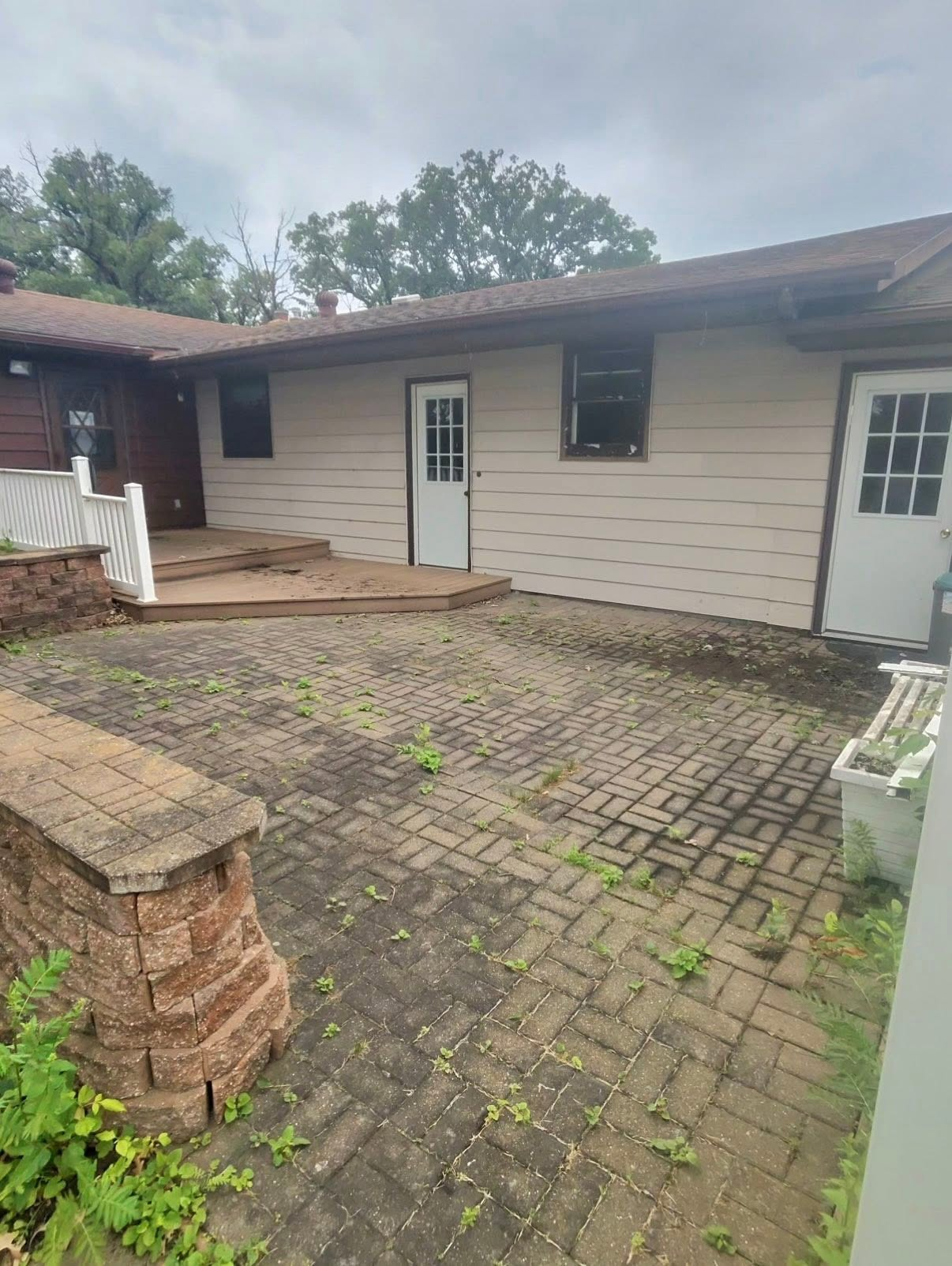 Before: Paver patio · weeds & moss cleared